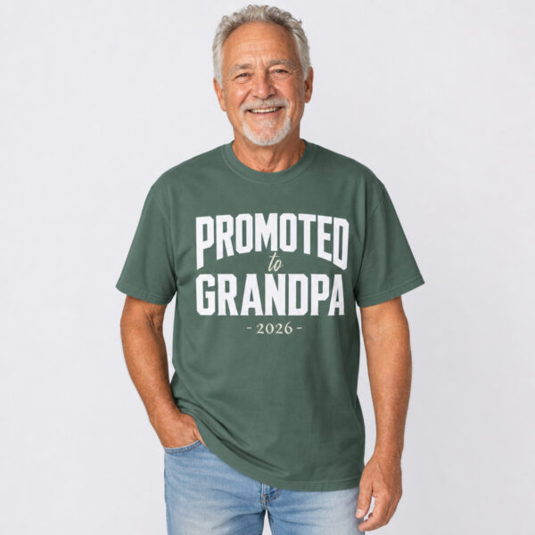 Personalized Promoted to Grandpa Heavyweight T-Shirt | Custom Est. Year Comfort Colors Tee