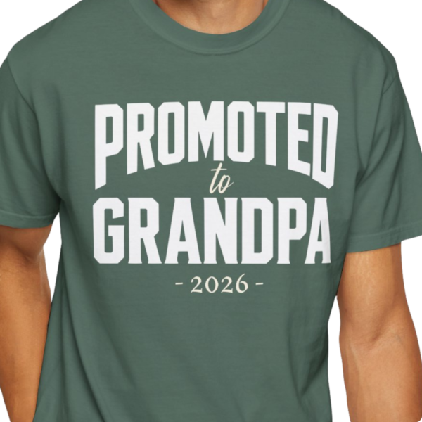 Personalized Promoted to Grandpa Heavyweight T-Shirt | Custom Est. Year Comfort Colors Tee
