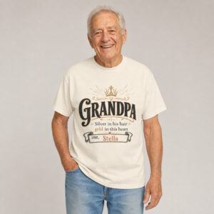 Personalized Gold in His Heart Grandpa Heavyweight T-Shirt | Custom Name Comfort Colors Tee