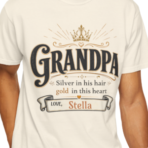 Personalized Gold in His Heart Grandpa Heavyweight T-Shirt | Custom Name Comfort Colors Tee