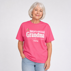 Personalized World's Sweetest Grandma Heavyweight T-Shirt | Custom Name Comfort Colors Tee