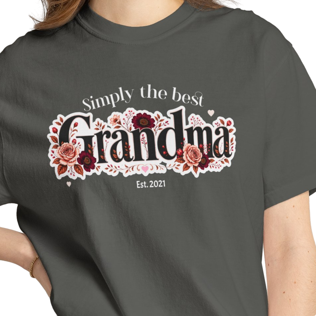 Personalized Simply the Best Grandma Heavyweight T-Shirt | Custom Est. Year Comfort Colors Tee