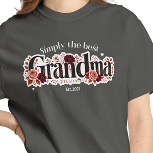 Personalized Simply the Best Grandma Heavyweight T-Shirt | Custom Est. Year Comfort Colors Tee