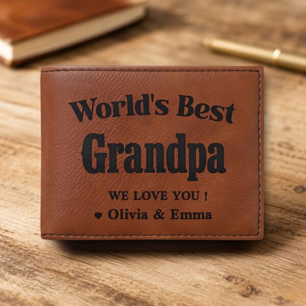 Personalized Bi-Fold Wallet – World's Best Grandpa Gift